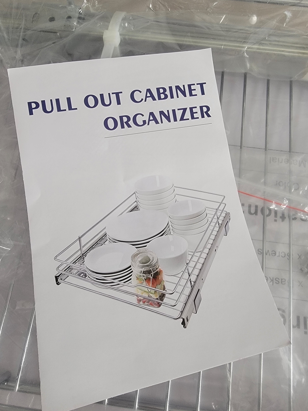 Pull Out Cabinet Organizer - Chrome Wire Slide Basket